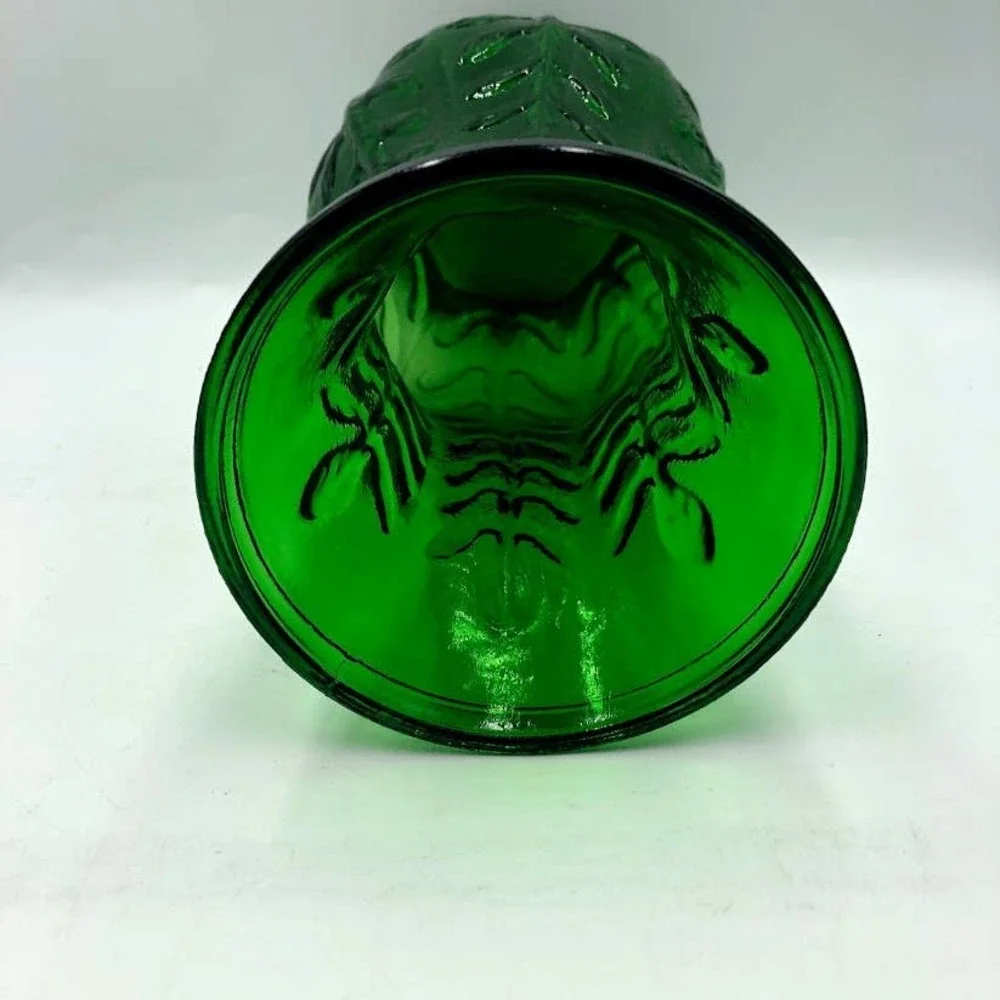 Vintage 1980 FTD Green Glass Flower Vase